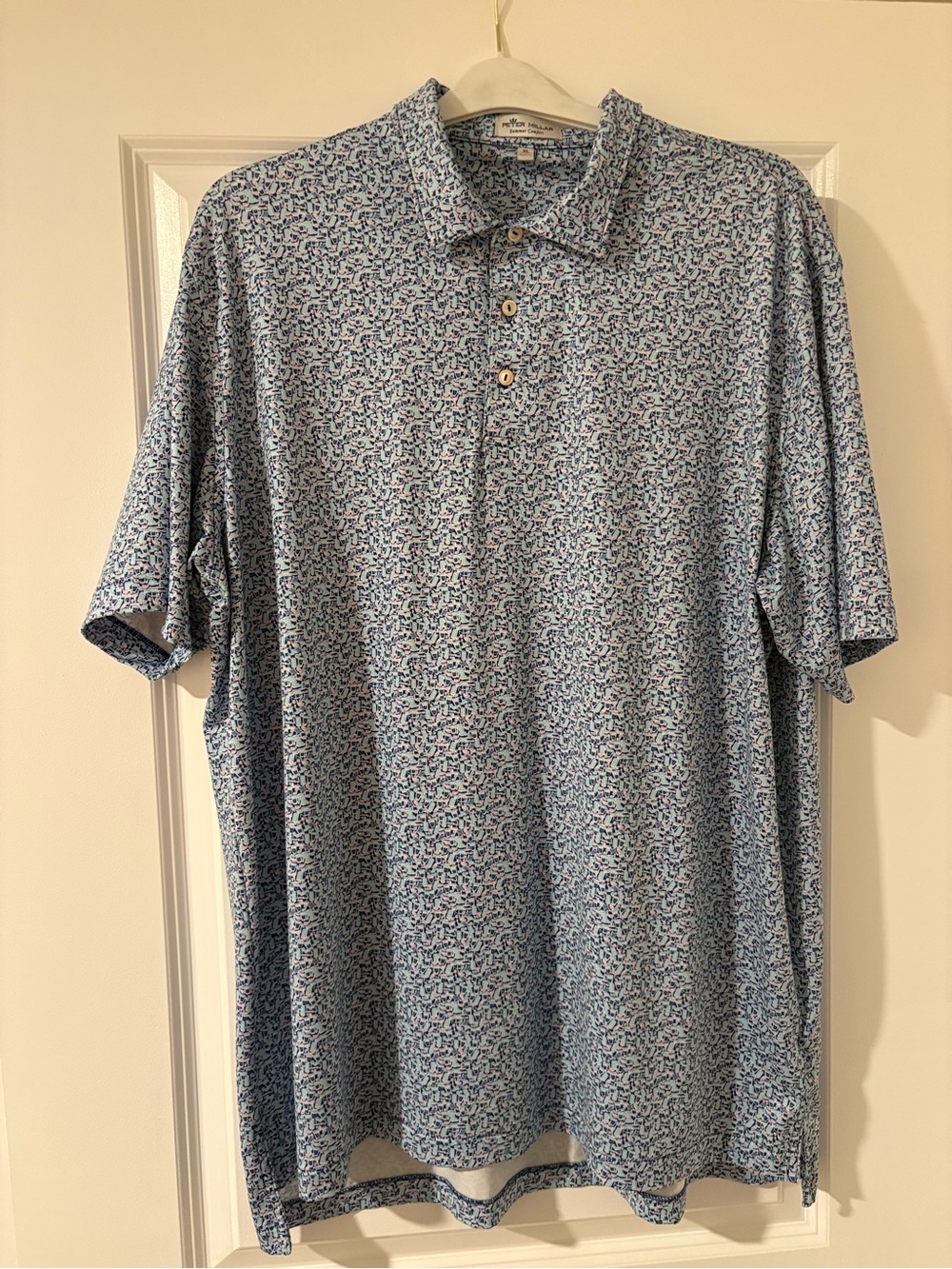 Peter Millar Light Blue Microprint Polo